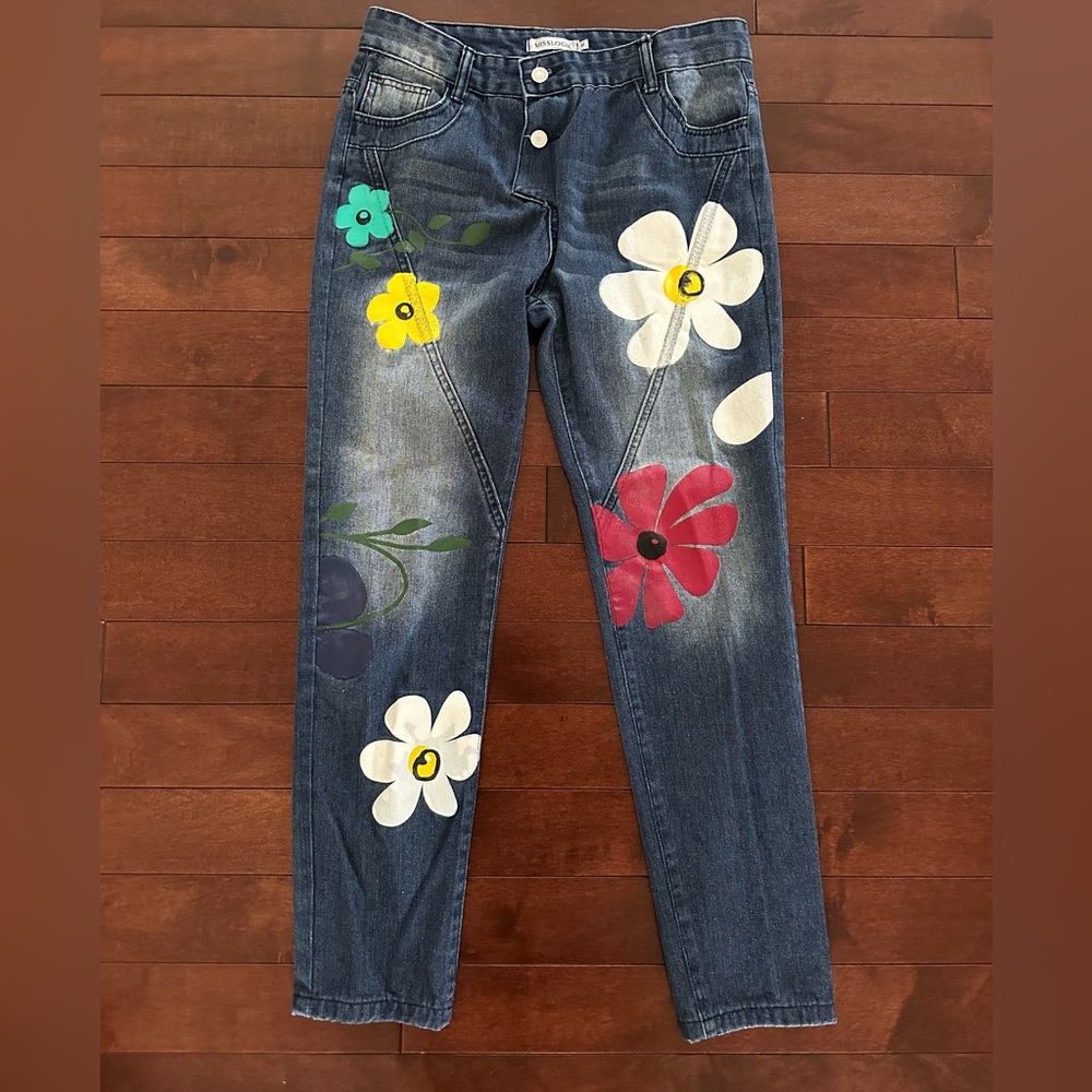 Miss Look Floral Jeans - Picture 2 of 5